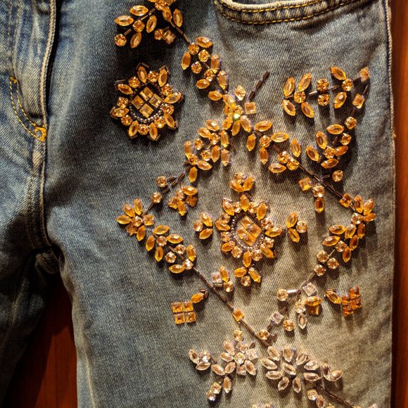 Roberto Cavalli Jeans Brand New Intricate Woven pattern 46/6 Never Worn With Tag - Picture 10 of 16